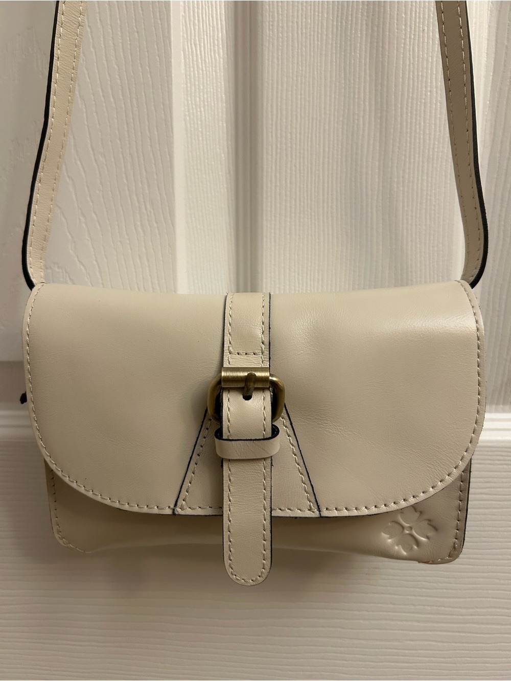 Patricia Nash Cream Leather Buckle Crossbody